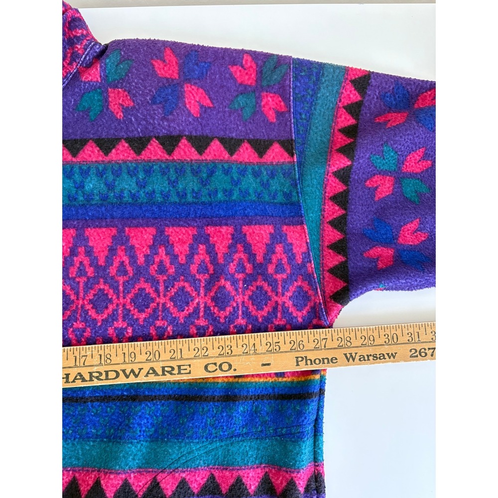 Vintage 90s Victoria Sport Fleece Jacket XL Purple Pink Geometric Gorpcore Cozy - Picture 9 of 11